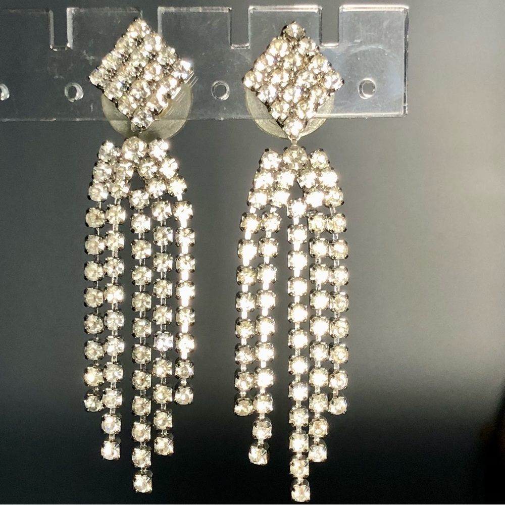 Icy Rhinestone Fringe Earrings